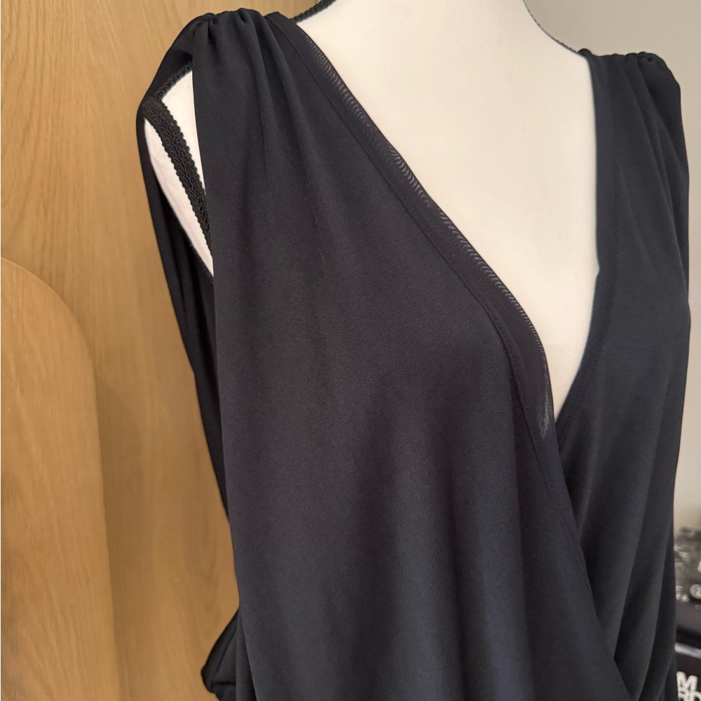 Free People Black Sleeveless Drape Bodysuit - L - Picture 2 of 8